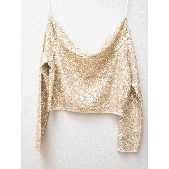 Zara Sequin Top Golden Limited Edition - Picture 4 of 6